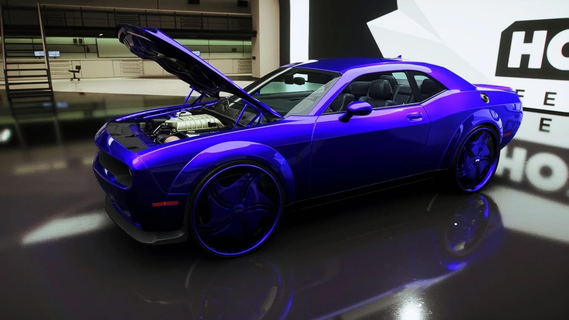 Widebody Challenger Hellcat Redeye with engine bay open — Xvision showcase