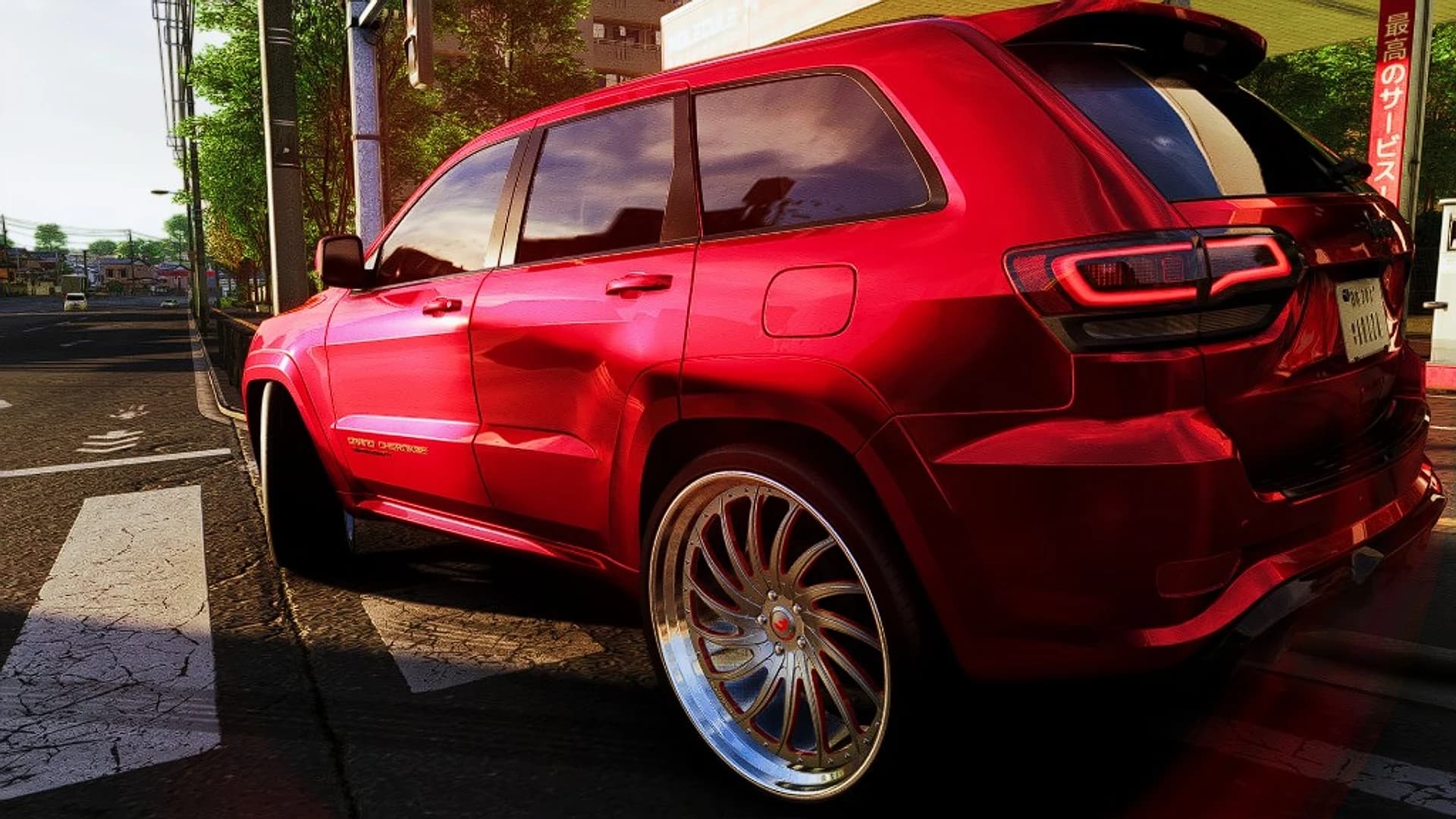 Custom red Jeep Grand Cherokee chrome wheels — Xvision showcase